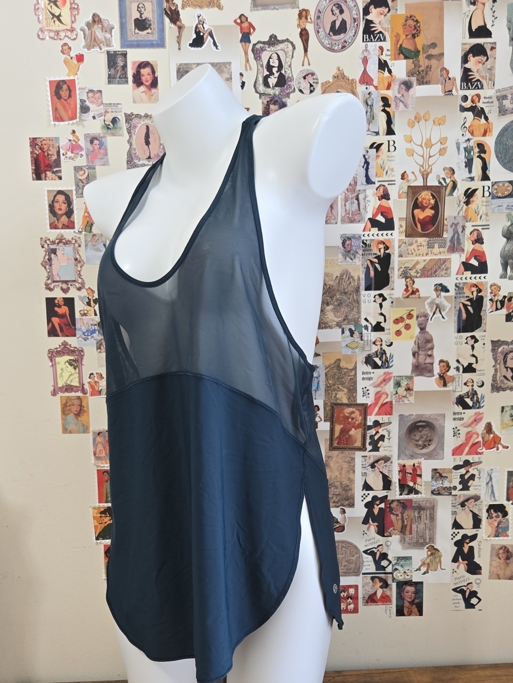 Lululemon Dark Green Mesh Racerback Tank Flowy Layering Top XL Fit